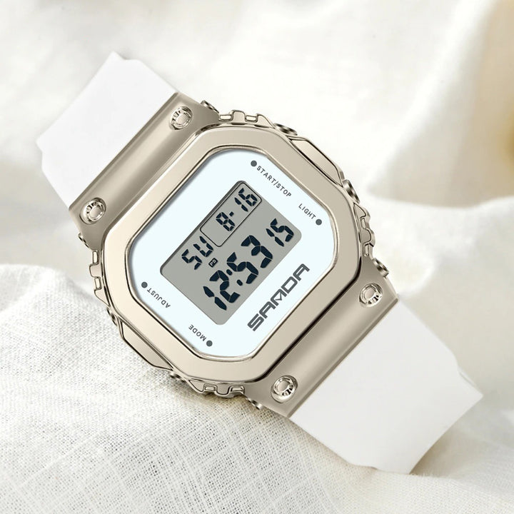 Two-Tone High Fashion Silicone Strap Digital Display Watches