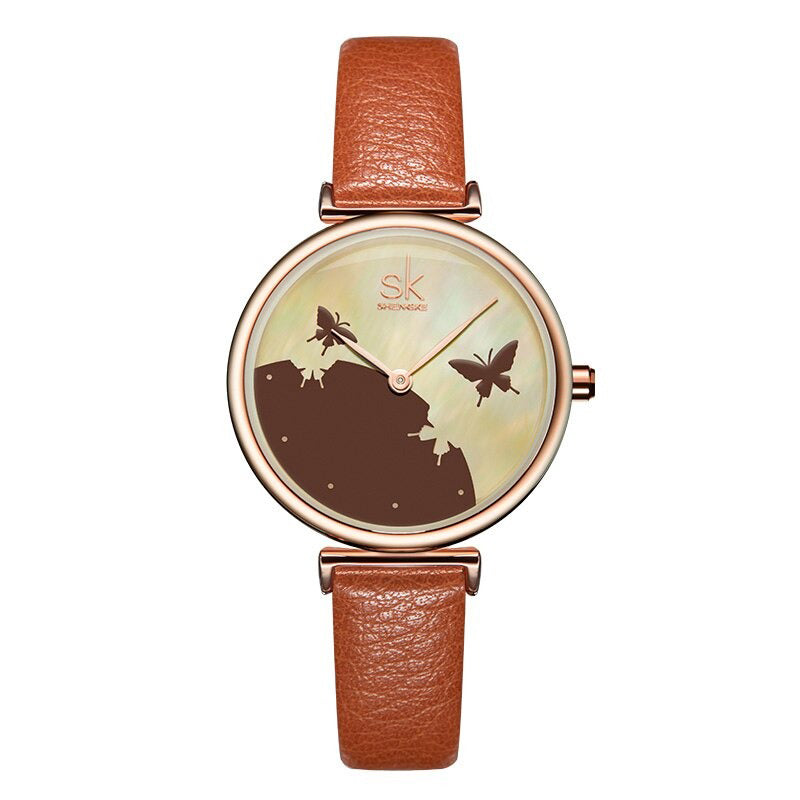 Butterfly Silhouette Dial with Vegan Leather Strap Quartz Watches