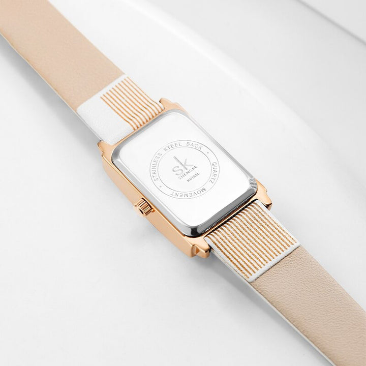 Classic Minimalist Trend Rectangle Case with Vegan Leather Strap Quartz Watches