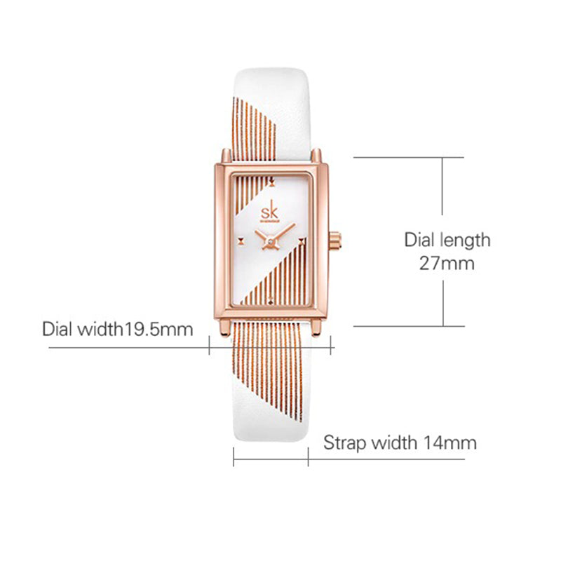 Classic Minimalist Trend Rectangle Case with Vegan Leather Strap Quartz Watches