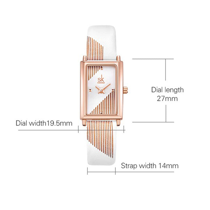 Classic Minimalist Trend Rectangle Case with Vegan Leather Strap Quartz Watches