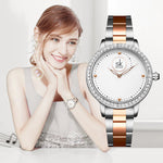 Women's Casual Rhinestone Embellished Conch Pattern Dial Quartz Watches