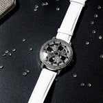Dazzling Interstellar Rhinestone Bejeweled with Soft Vegan Leather Strap Quartz Watches