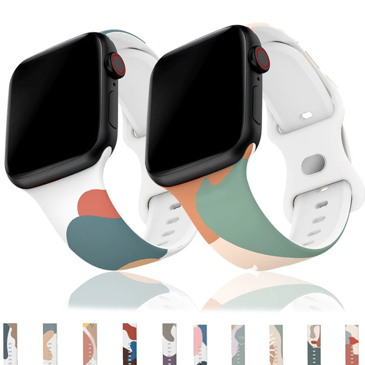 Abstract Print Durable Silicon Replacement Bands for Apple Watches