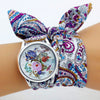 Ethnic Style Wrap Around Flower Pattern Cloth Strap Quartz Watches