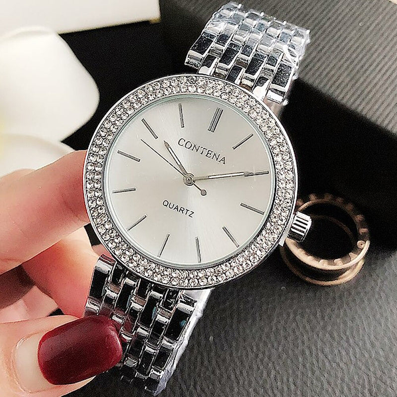 Upscale Rhinestone Embellished Women's Quartz Watches