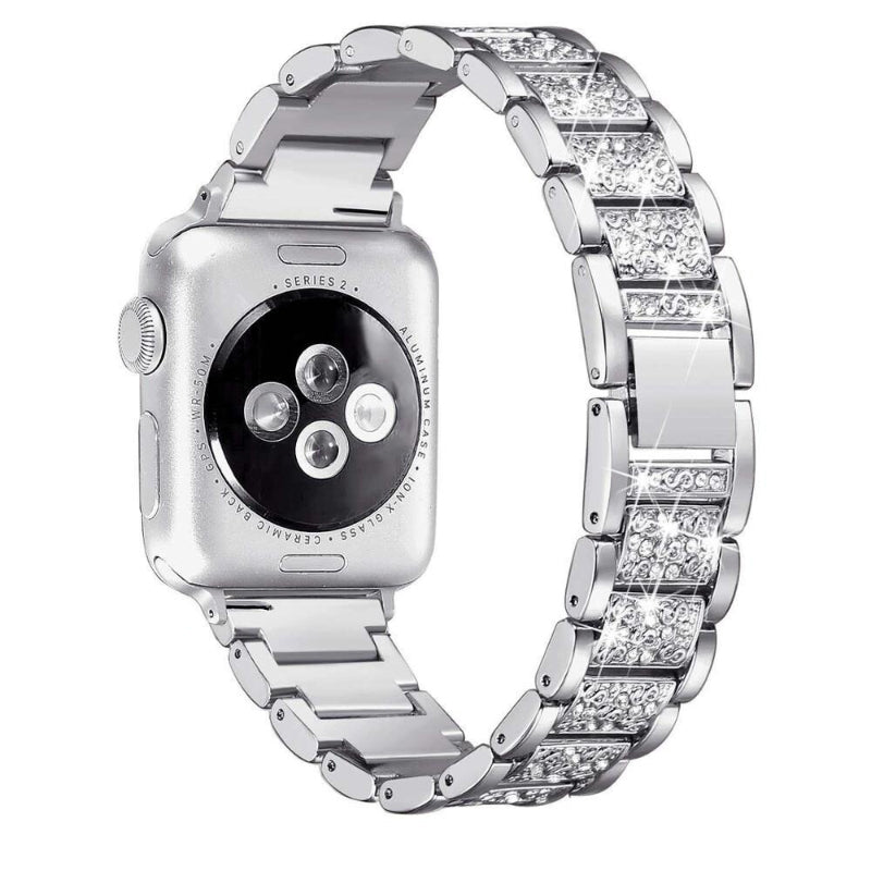 Stainless Steel Rhinestone-studded Replacement Strap for Apple Watches