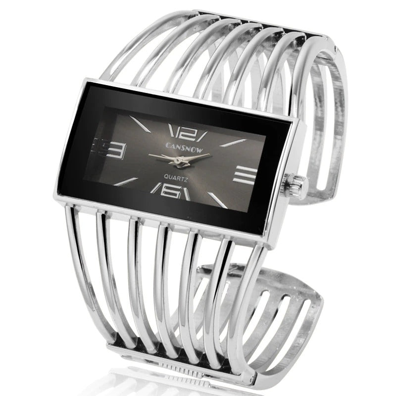 Extravagant Rectangular Dial Fashion Cuff Bangle Bracelet Quartz Watches