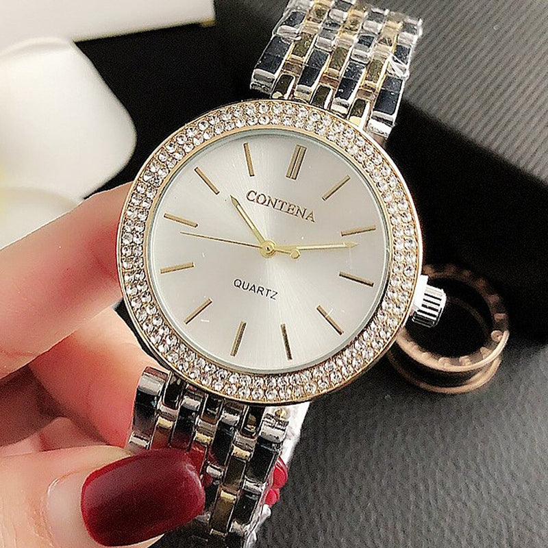 Upscale Rhinestone Embellished Women's Quartz Watches