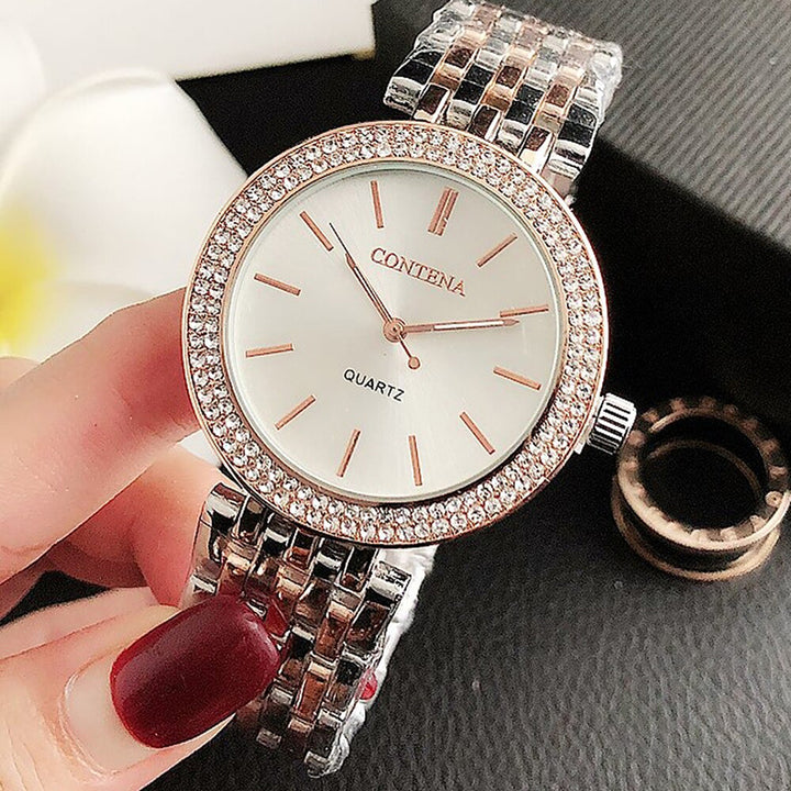Upscale Rhinestone Embellished Women's Quartz Watches