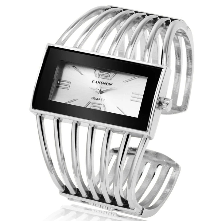 Extravagant Rectangular Dial Fashion Cuff Bangle Bracelet Quartz Watches