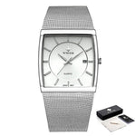 Extravagant Square Case and Round Inner Dial Ultra-Slim Steel Mesh Band Quartz Watches