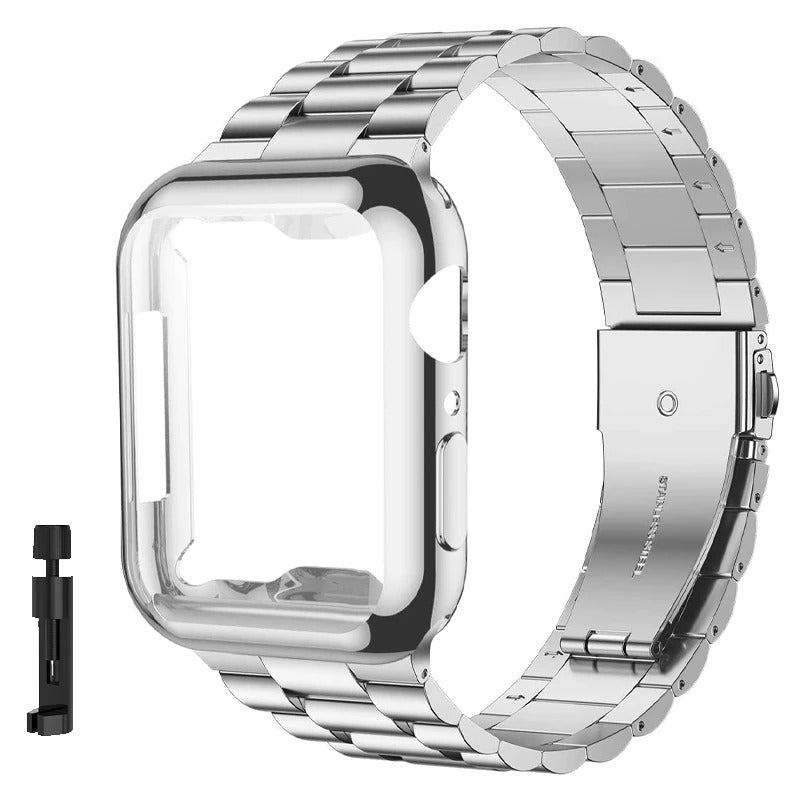 Case and Stainless Steel Strap Replacement Set for Apple Watches