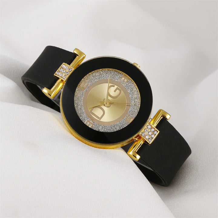 Dazzling Big Round Dial with Silicone Strap Quartz Watches