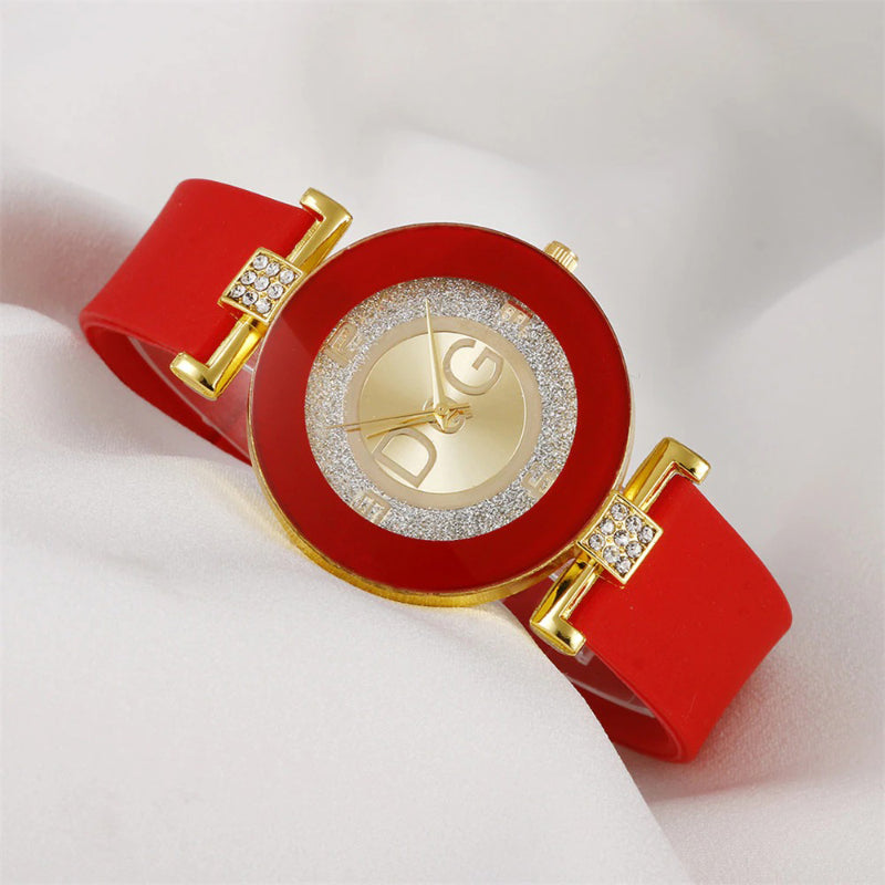 Dazzling Big Round Dial with Silicone Strap Quartz Watches