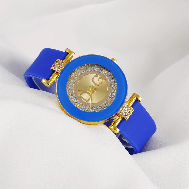 Dazzling Big Round Dial with Silicone Strap Quartz Watches