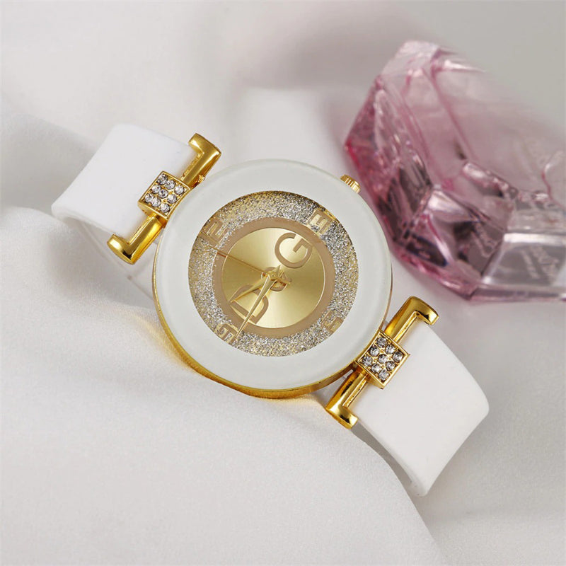 Dazzling Big Round Dial with Silicone Strap Quartz Watches