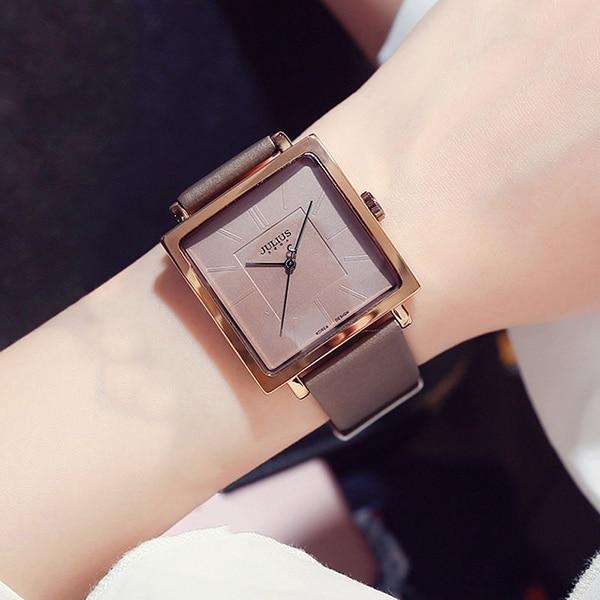 Simple Watches - The Squared Julius™ Simple Big Dial Leather Women's Watch