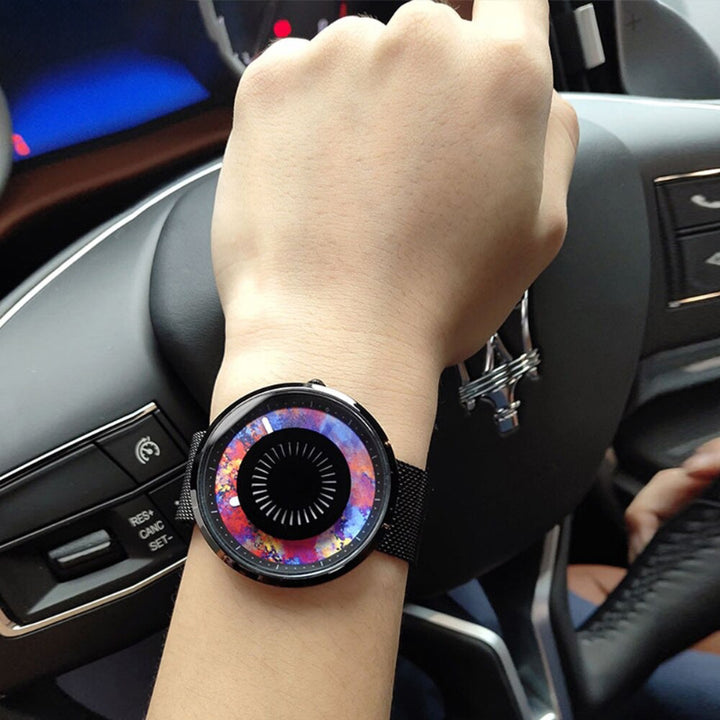 Cool Street Style Colorful Dial with Braided Steel Mesh Strap Quartz Watches