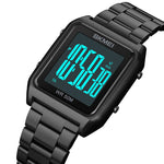 Luxury Digital Sports Watch with Stainless Steel Strap