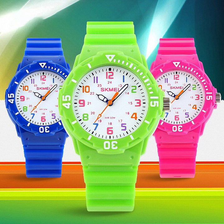 Fashion Watches for Kids with Bright-Colored Strap Quartz Wristwatch