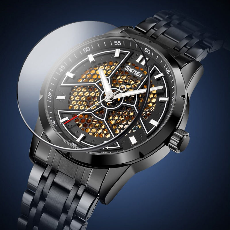 Luxury Textured Stainless Steel Mechanical Watch for Men