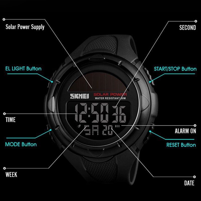 Cool Outdoor Sports Solar-Powered Digital Watches