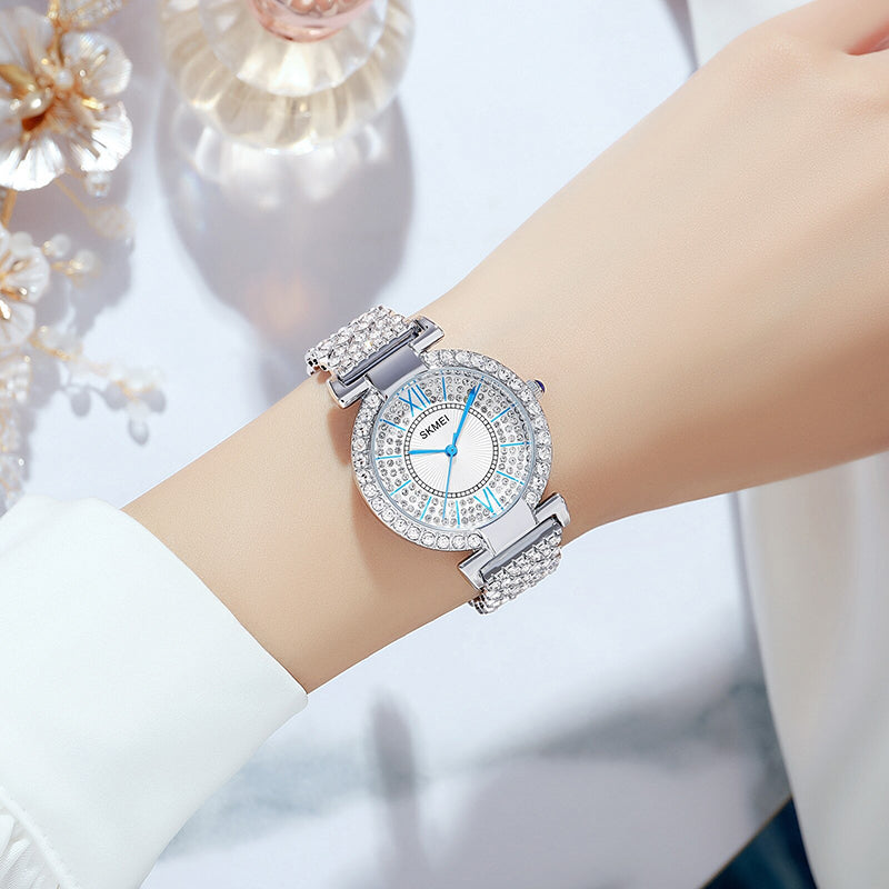 Elegant Sparkling Rhinestone Studded Dial Women's Quartz Watches