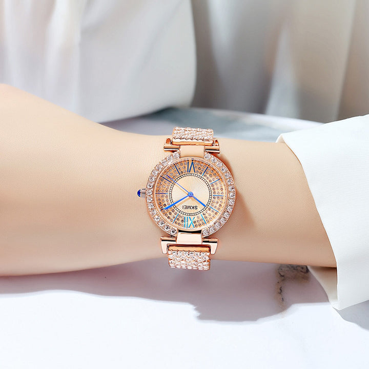 Elegant Sparkling Rhinestone Studded Dial Women's Quartz Watches