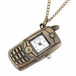 Mini Bronze Mobile Phone Style Vintage Quartz Pocket Watches