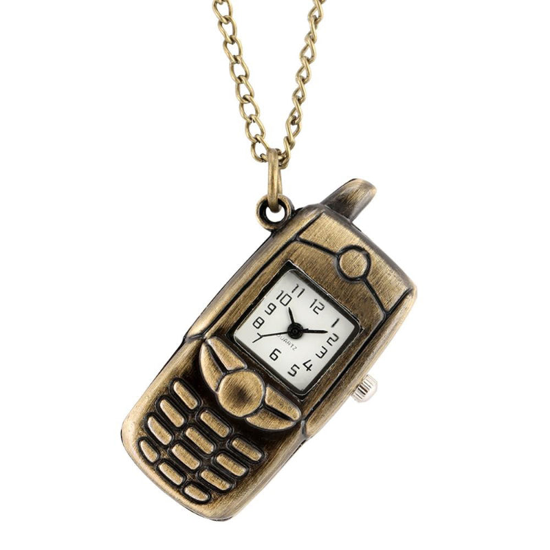 Mini Bronze Mobile Phone Style Vintage Quartz Pocket Watches