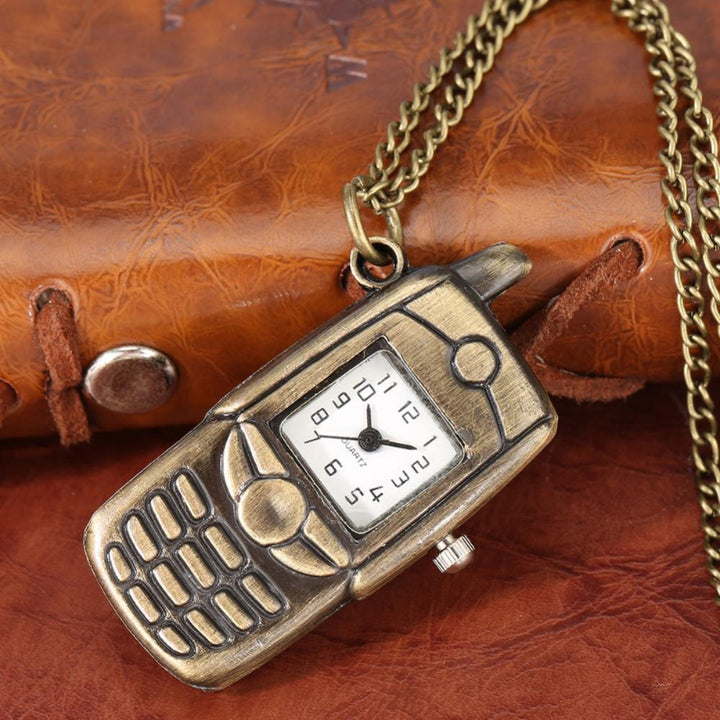 Mini Bronze Mobile Phone Style Vintage Quartz Pocket Watches