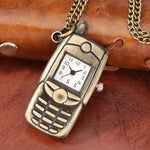 Mini Bronze Mobile Phone Style Vintage Quartz Pocket Watches