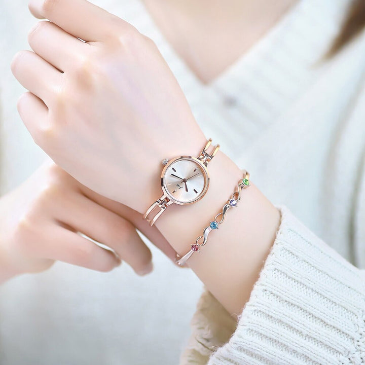 Women's Minimalist Small Round-Shaped Dial Quartz Watch Bracelet