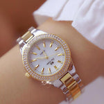 Sparkling Rhinestones With Stainless Steel For Women's Wrist Watch