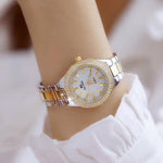 Sparkling Rhinestones With Stainless Steel For Women's Wrist Watch