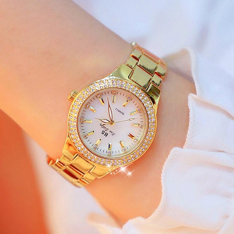 Sparkling Rhinestones With Stainless Steel For Women's Wrist Watch