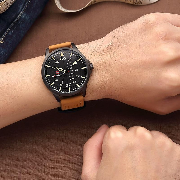 Sports & Military Watch - The Compressed™ Men's Luxury Brand Leather Strap Military Watch