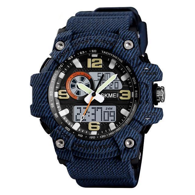 Sports & Military Watch - The Striped™ Men's Denim Dual Display Waterproof Outdoor Digital Watch