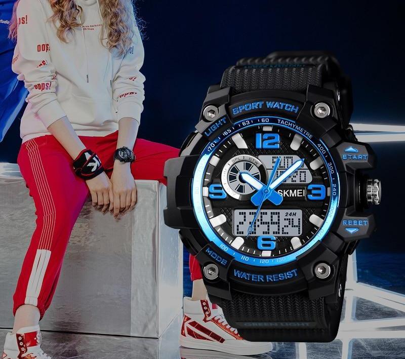 Sports & Military Watch - The Striped™ Men's Denim Dual Display Waterproof Outdoor Digital Watch