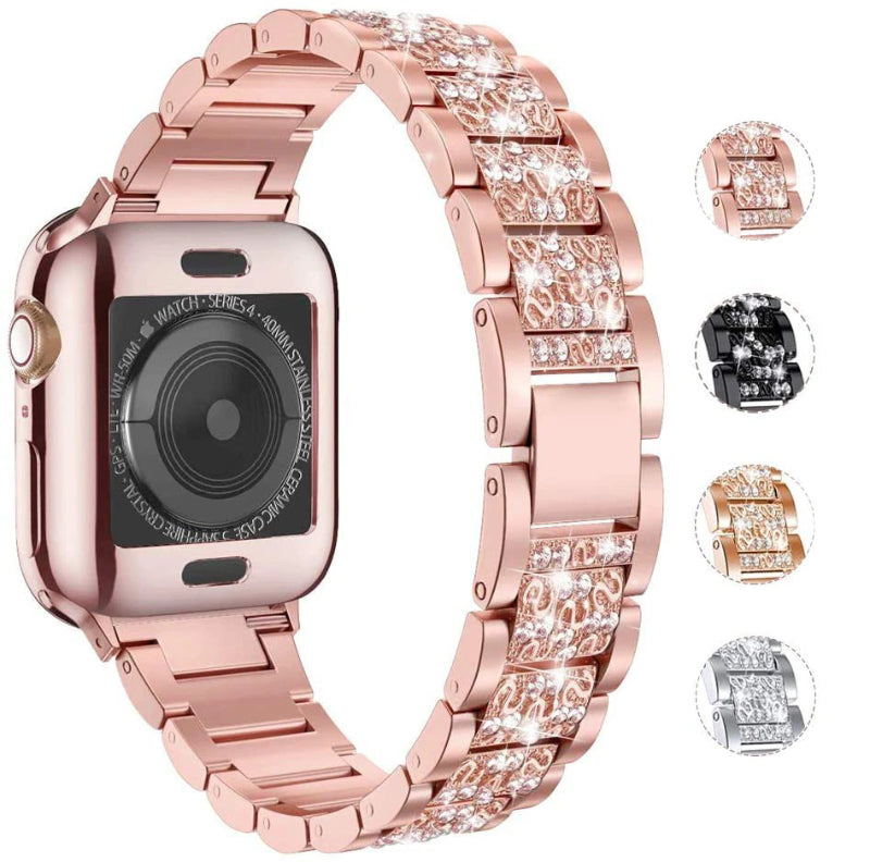 Stainless Steel Rhinestone-studded Replacement Strap for Apple Watches