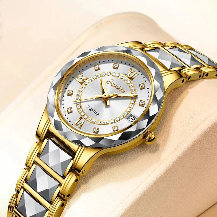 High-Class Roman Scale Rhinestone Dial Quartz Watches