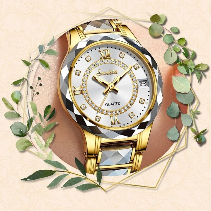 High-Class Roman Scale Rhinestone Dial Quartz Watches