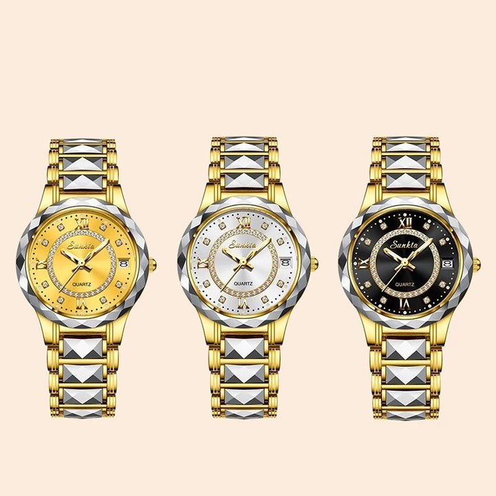 High-Class Roman Scale Rhinestone Dial Quartz Watches