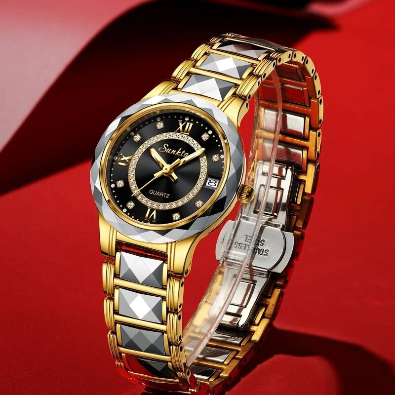 High-Class Roman Scale Rhinestone Dial Quartz Watches