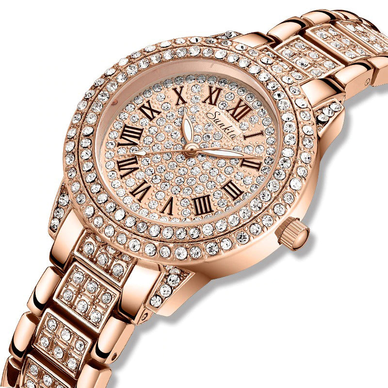 Gorgeous Rhinestone Adorned Roman Numeral Quartz Watches