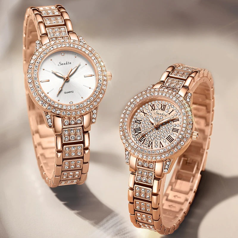 Gorgeous Rhinestone Adorned Roman Numeral Quartz Watches