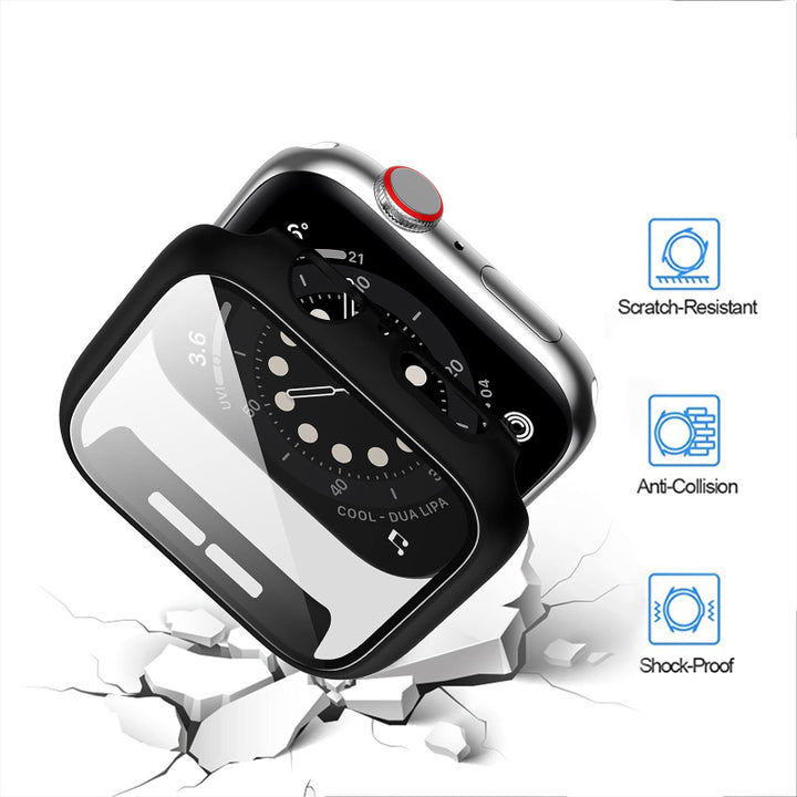 Screen Protector Tempered Glass Cover For Apple Watch Cases