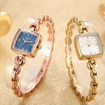 Captivating Square Case with Rhinestone and Pearl Dial Quartz Watches
