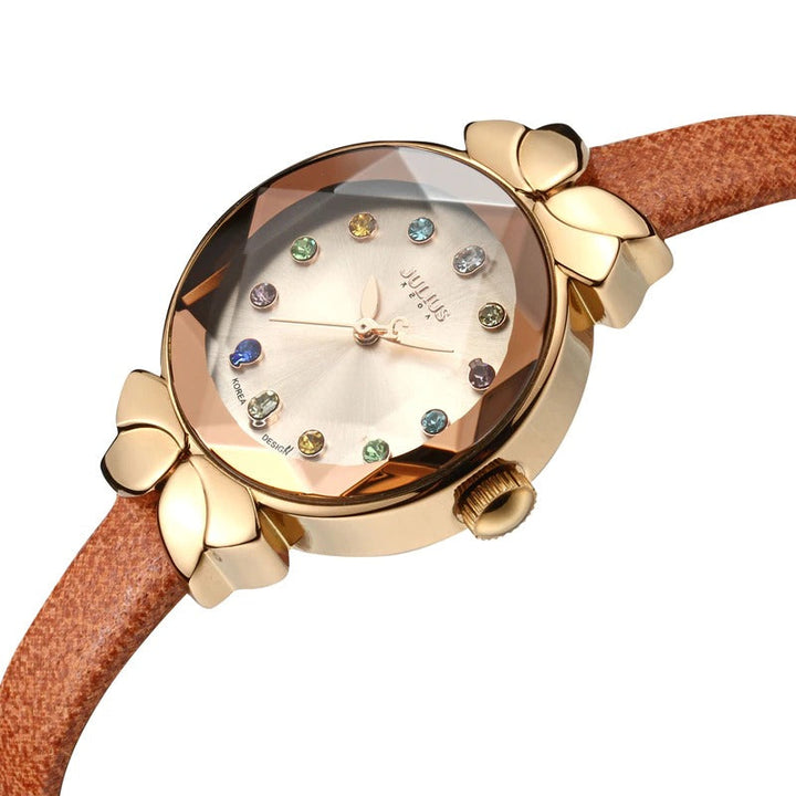 Bright-Colored Rhinestone Scale with Chic Bowknot in Vegan Leather Strap Quartz Watches